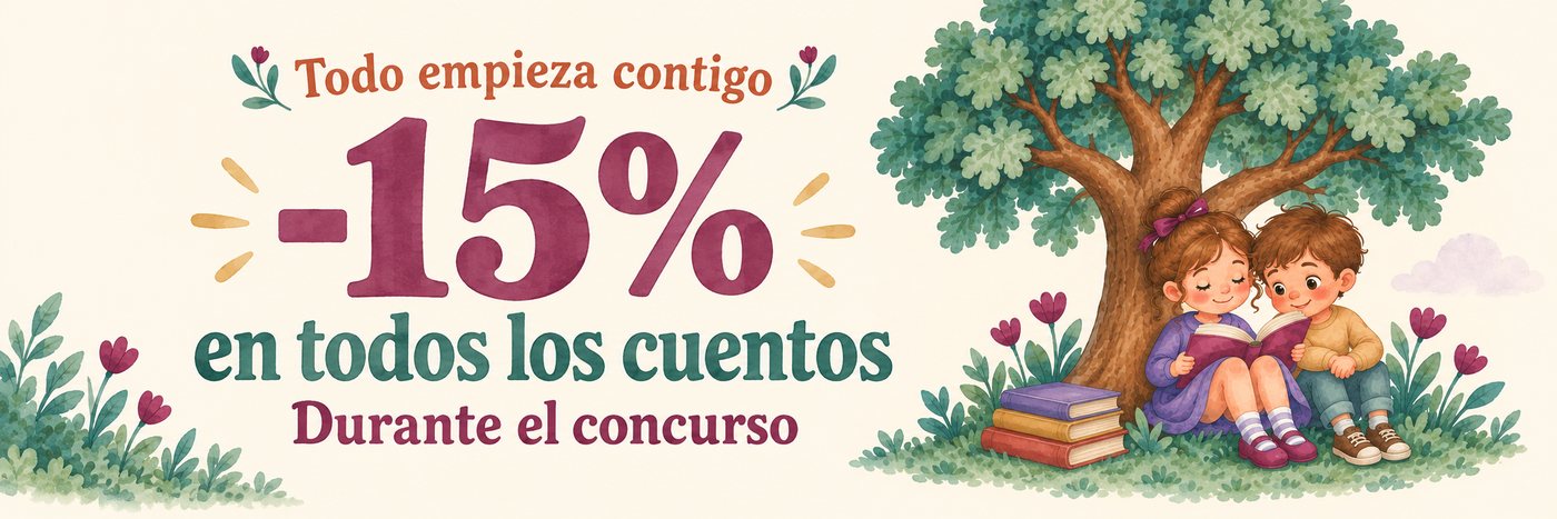 Cartel: 15 % de descuento en todos los cuentos durante el concurso.